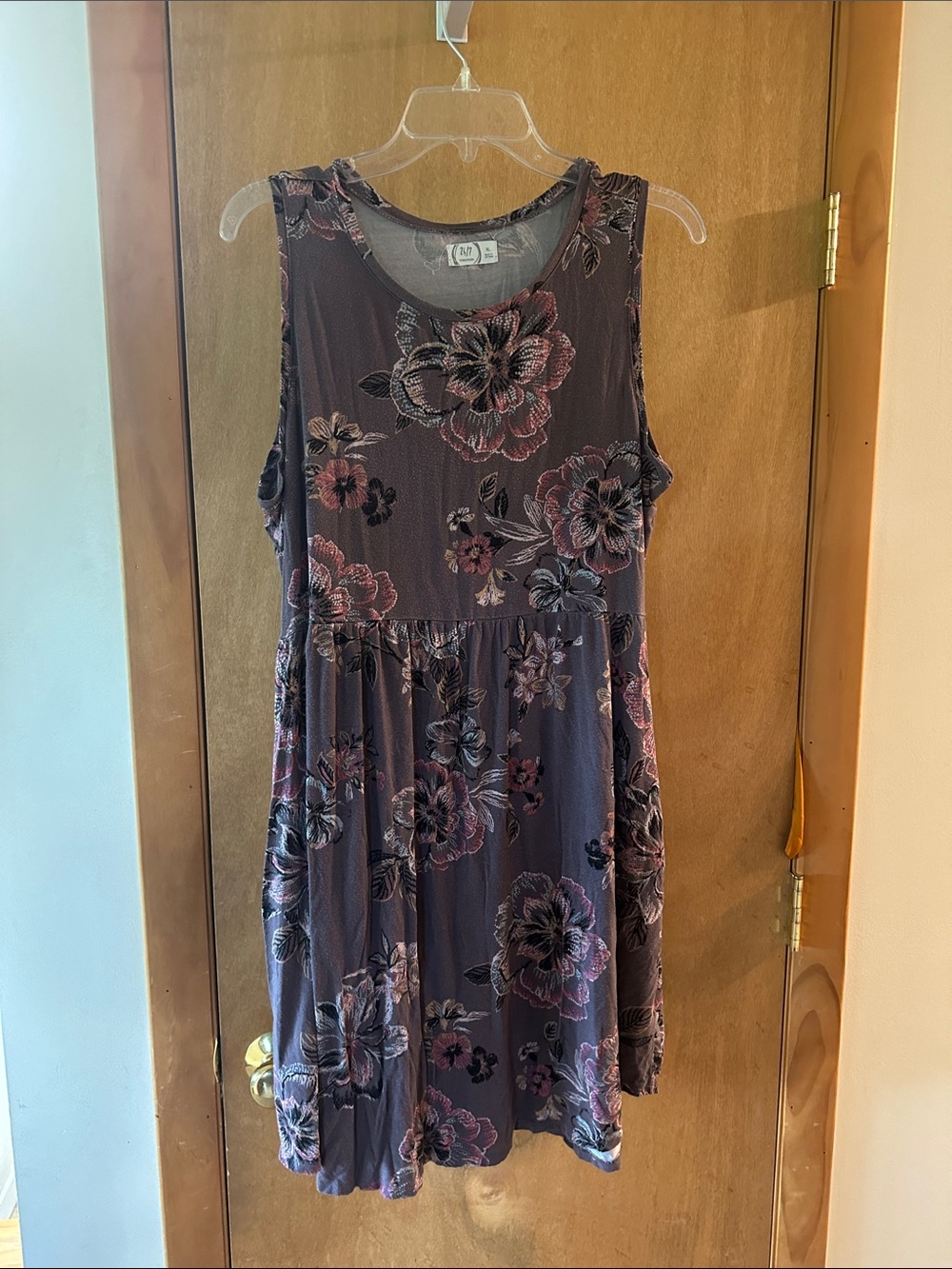 Maurices Sleeveless Floral Mini Dress in Plum and Pink